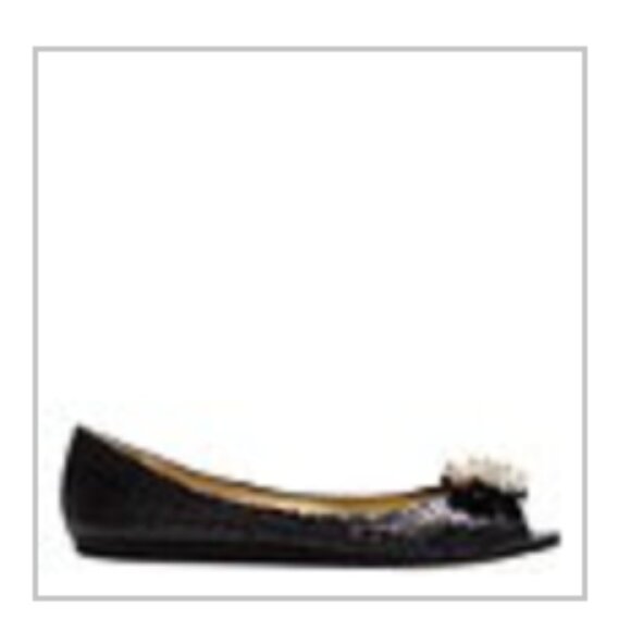 Kate Spade Peeptoe Flat, Black with Faux Pearls Sz 6.5 - Picture 8 of 8